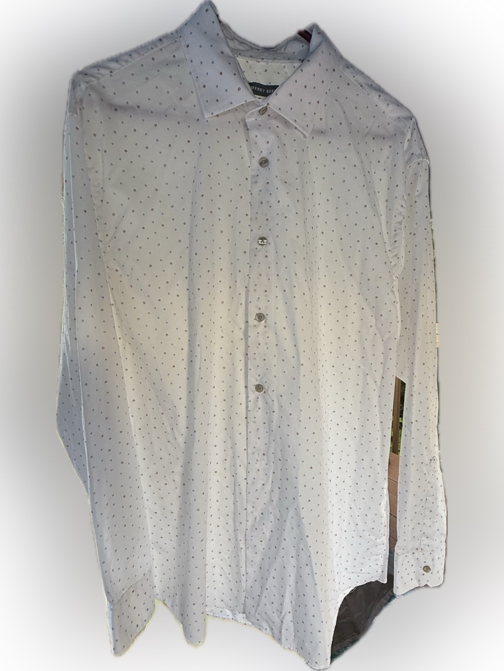 Geoffrey Beene White Dress Shirt with Tiny Dot Microprint